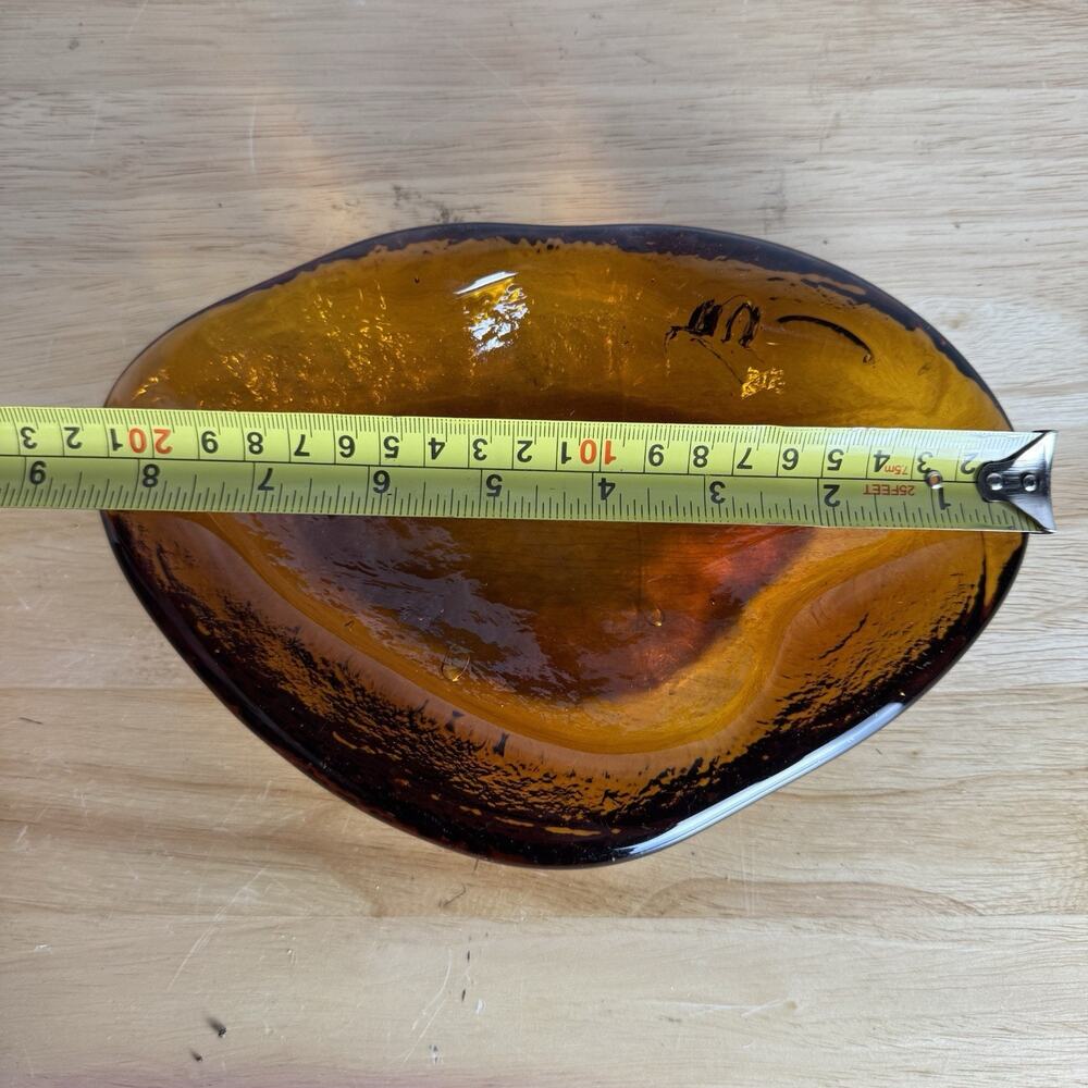 MCM Blenko Freeform Chunky Amber Glass Amoeba Sculpture Disha - Picture 3 of 5